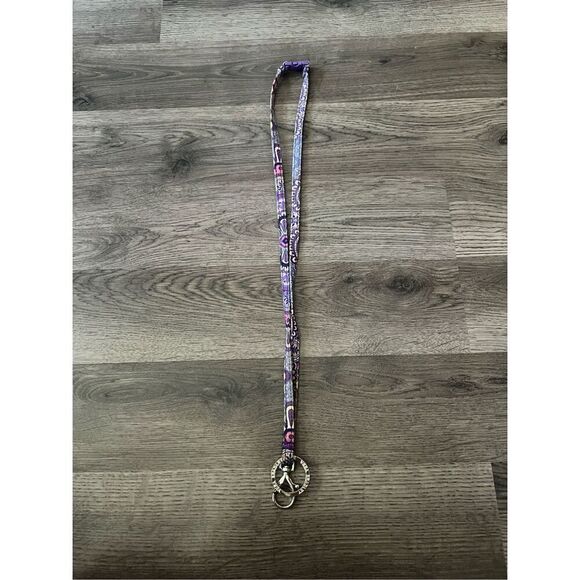 Vera Bradley Purple Patterned Lanyard With Key Ring And Clip - Picture 1 of 7